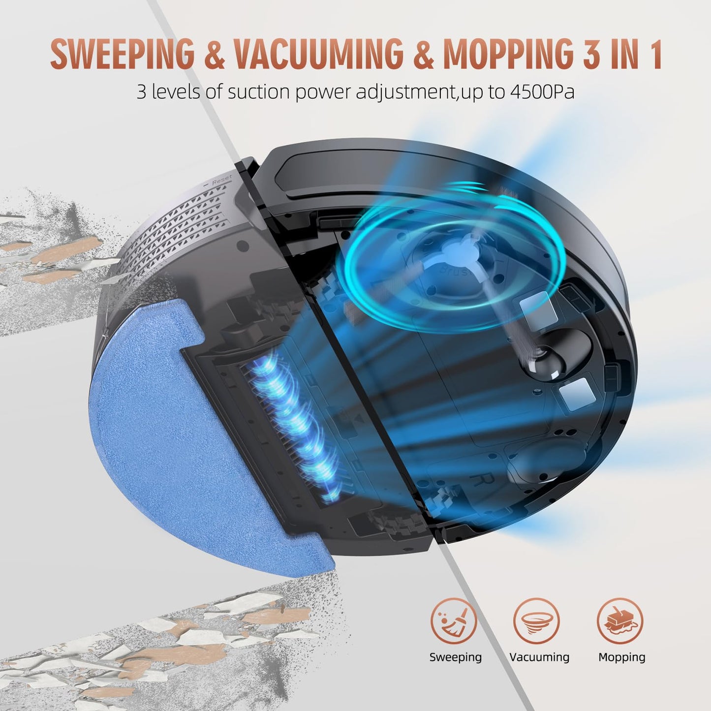 Loorow 3-in-1 Robot Vacuum and Mop Combo with Self-Emptying Dock for 60 Days，LiDAR Navigation,4500Pa Strong SuctionApp/WiFi/Alexa Control, Self-Charging, Replaceable Dust Bag