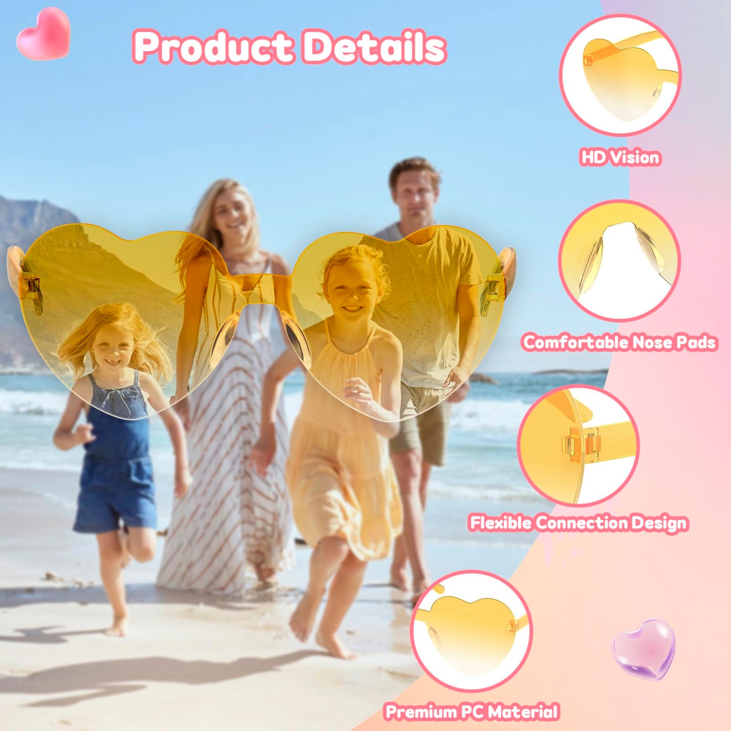 nylytek Heart Sunglasses Party Favors for Kids - Girls Boys Age 3-12 Valentines Birthday Goodie Bags Stuffers, 24 Pack Heart Glasses