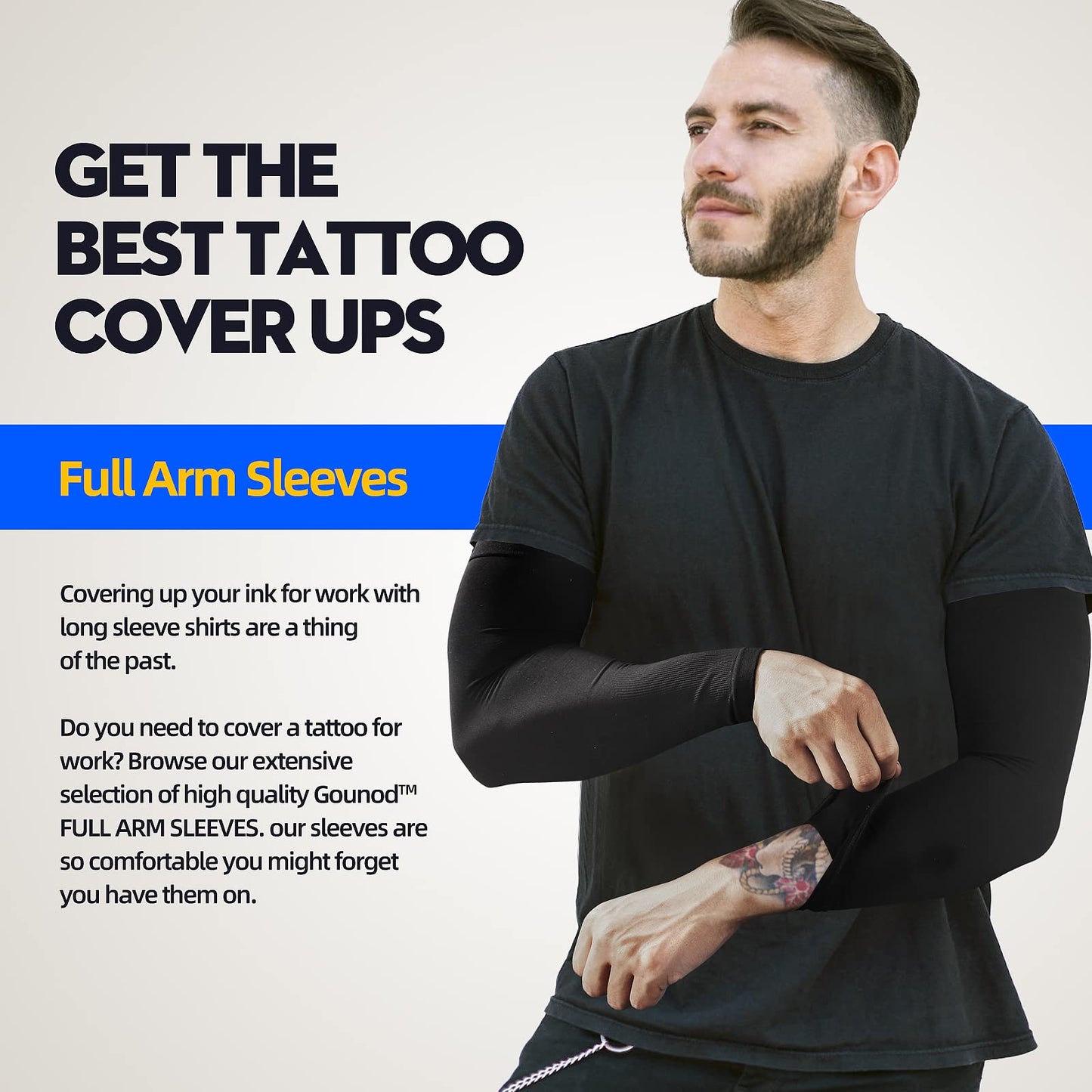 GOUNOD Arm Sleeves for Men Women,Compression Sleeves to Cover Arms for Men Working,Sun Sleeves for Men UV Protection