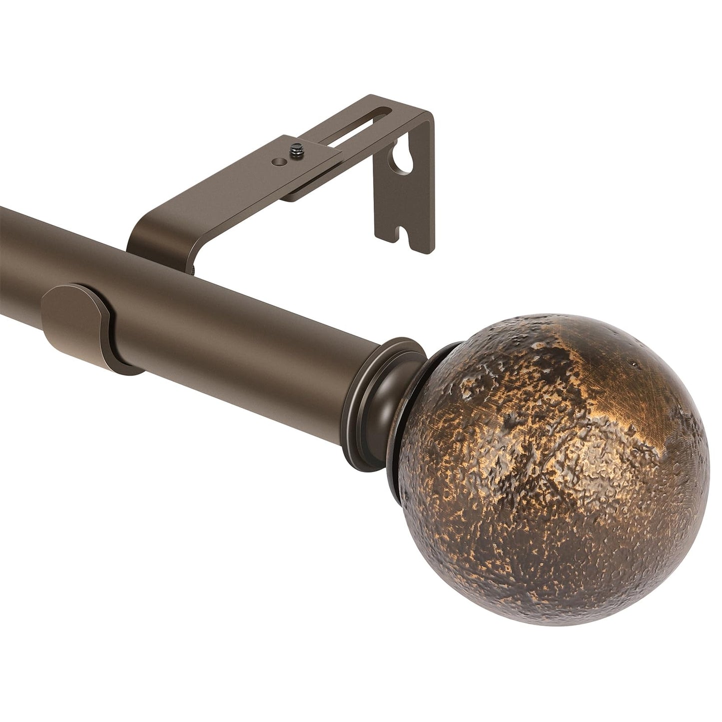 SCITOO 1 Inch Curtain Rod Telescoping Single Drapery Rod 36 to 72 Inches (3-6 Feet), Polished Bronze Curtain Rods for Windows 24 to 68 Inches, Antique Finial