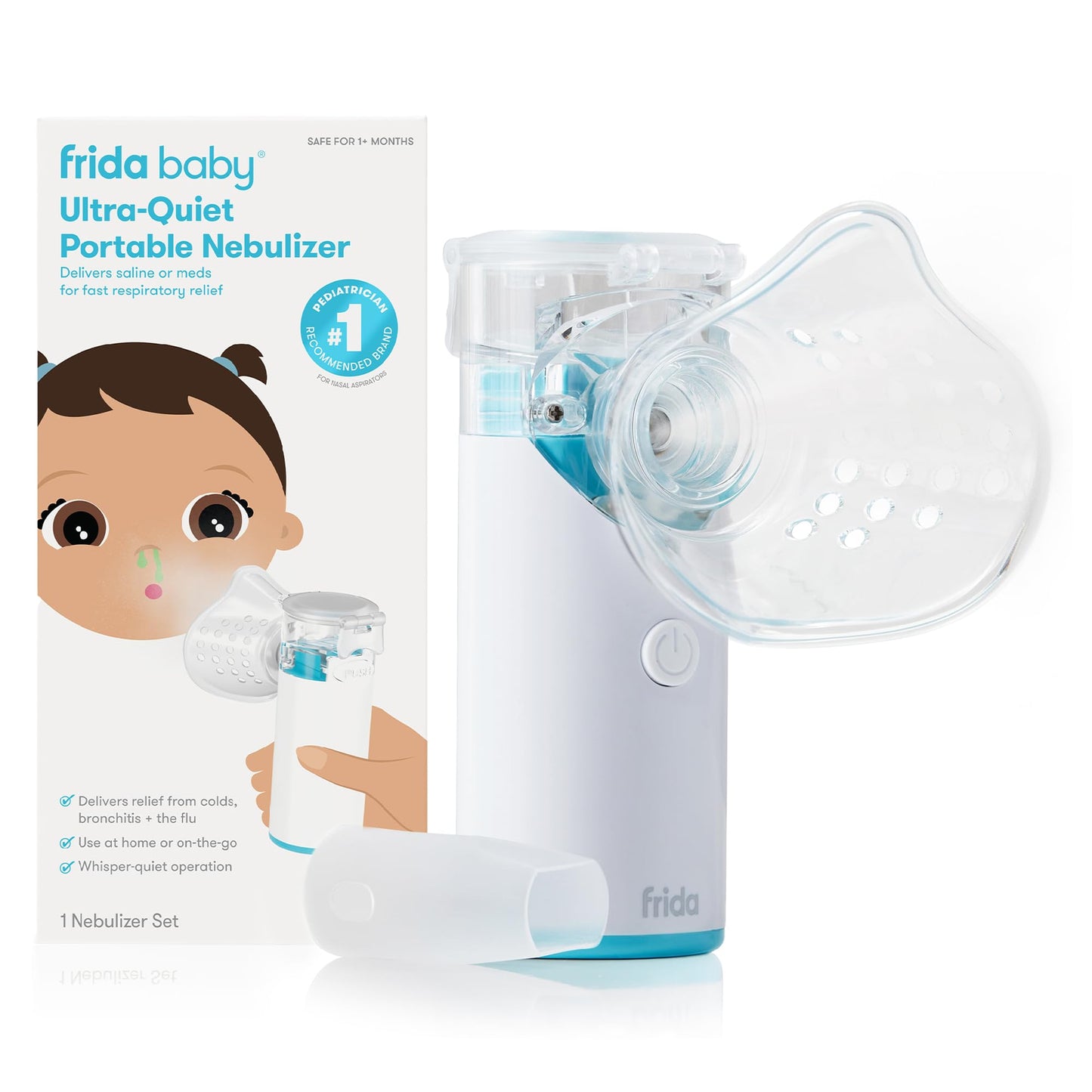 Frida Baby Nebulizer for Babies, Portable Nebulizer for Kids, Babies & Infants, Ultra-Quiet Handheld Nebulizer with Mask + Diffuser, Congestion + Flu Relief