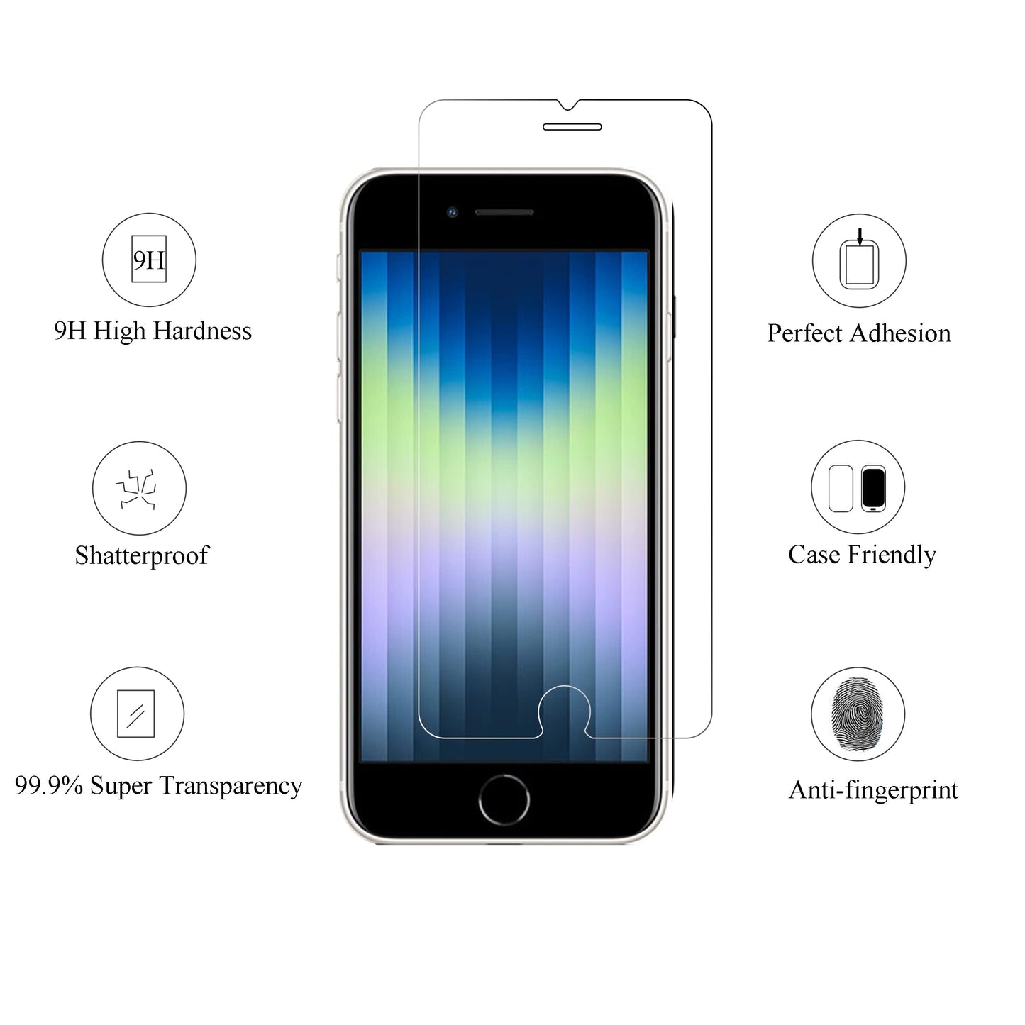 Ailun Screen Protector for iPhone SE 2020 2nd/2022 3rd Generation, 4.7-Inch Tempered Glass 0.25mm Case Friendly 3 Pack Clear