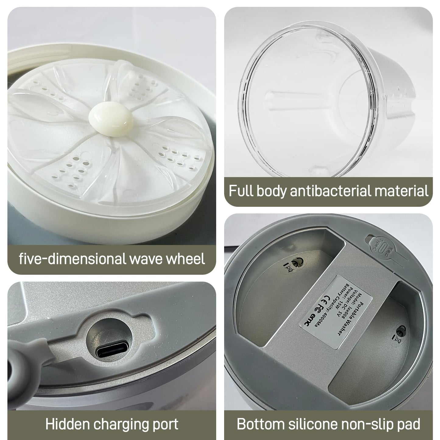 Underwear Washing Machine, Portable Mini Washing Machine | Compact Deep Cleans Underwear, Baby Clothes, Small Laundry | Lightweight for Apartment, Dorm, Hotel, Travel & Camping(White)