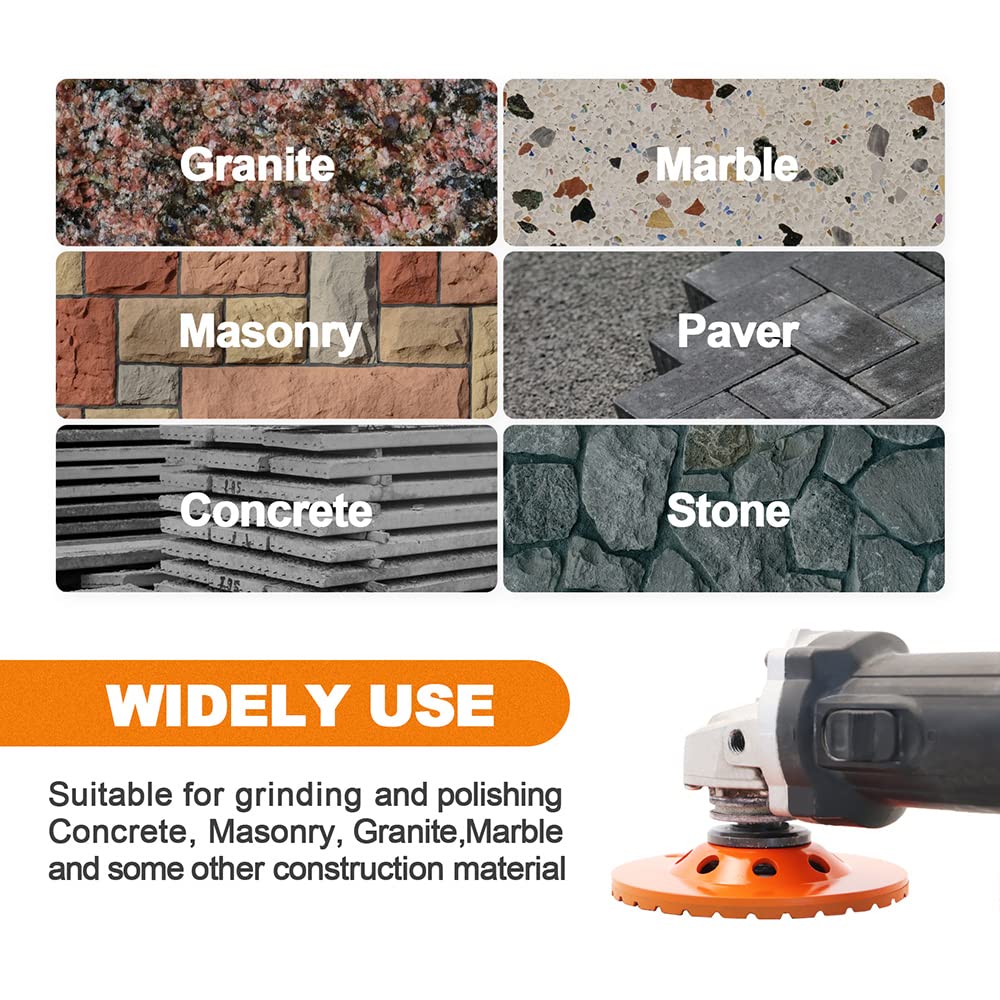 Concrete Diamond Turbo Grinding Cup Wheel,BRSCHNITT 4-1/2 inch Angle Grinder Diamond Turbo Row Cutting Wheel for Grinding/Polishing/Cleaning Surface Grinding Granite,Concrete,Stone,Cement,Marble,Rock