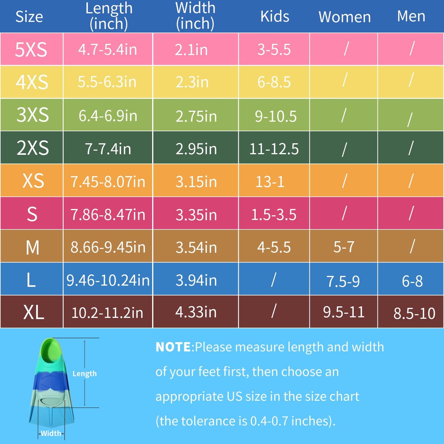 Foyinbet Kids Swim Fins,Short Youth Flippers Swimming Training Fins for Lap Swimming and Training for Children Girls Boys Beginners XS