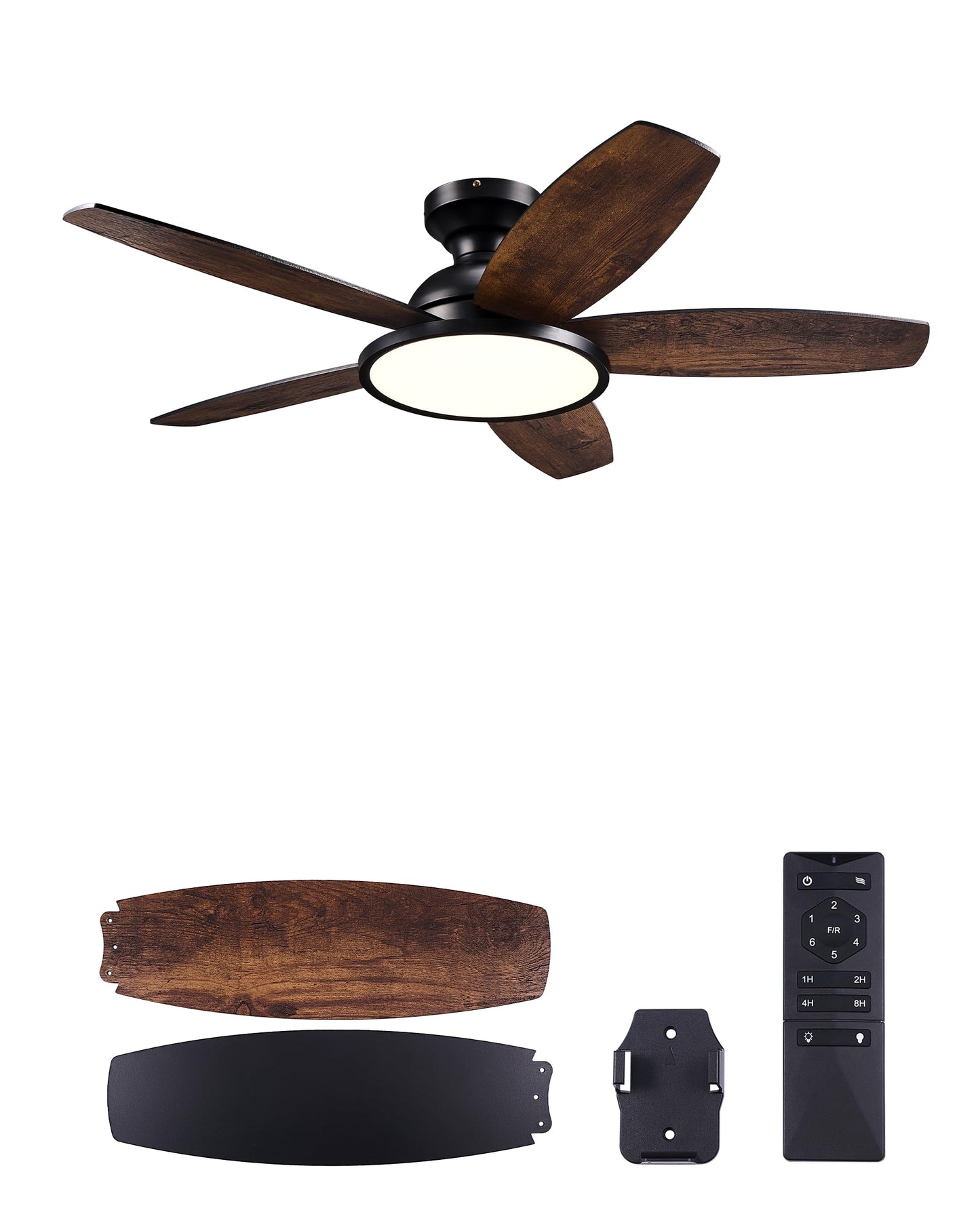 VONLUCE Ceiling Fans with Lights, 42 Inch Ceiling Fan and Remote, Full-spectrum LED Light, 3CCT, 6-Speeds Noiseless Reversible DC Motor, Modern Flush Mount Ceiling Fan for Farmhouse Bedroom Indoor