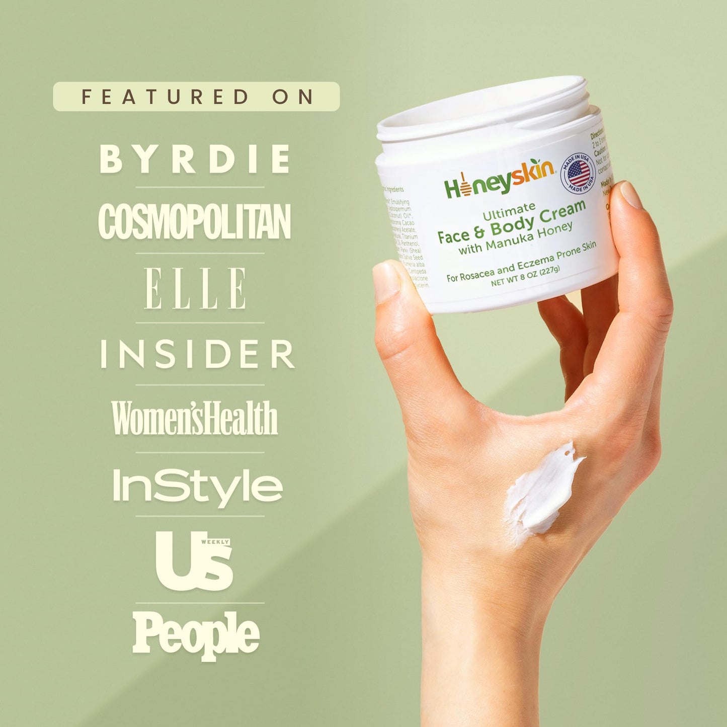 Hydrating Face Moisturizer & Body Cream with Manuka Honey Cream - Organic Face Moisturizer with Honey for Extremely Dry Skin - for Dry & Itchy Skin, Rosacea & Eczema Prone Skin 8oz