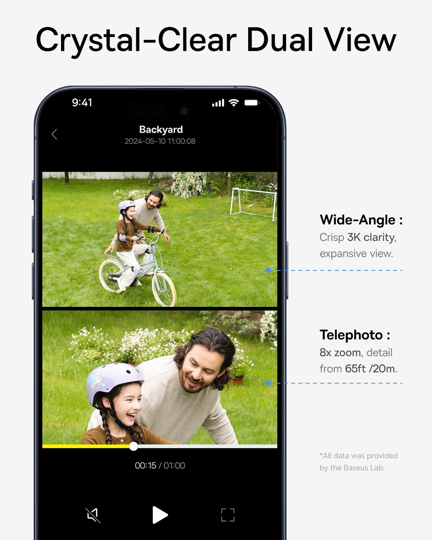 Baseus Solar Security Camera Wireless Outdoor, S1 Pro 2-Cam Kit, Forever Power with Auto Sunlight-Tracking System, Dual Camera with 3K Clarity, No Monthly Fee, 16TB Expandable Local Storage