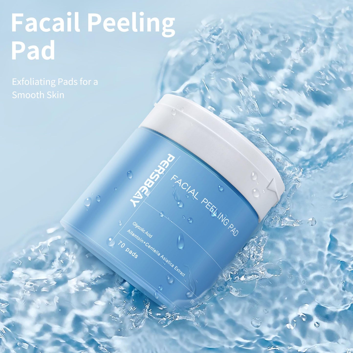 Persbeay Glycolic Acid Pads, Exfoliating Toner Pads for Facial Radiance, Dual Action Gentle Face Pad for Deep Cleaning Effect |Peels & Daily Skin Renewal |Salicylic Acid & Vitamins B3 |70 Count
