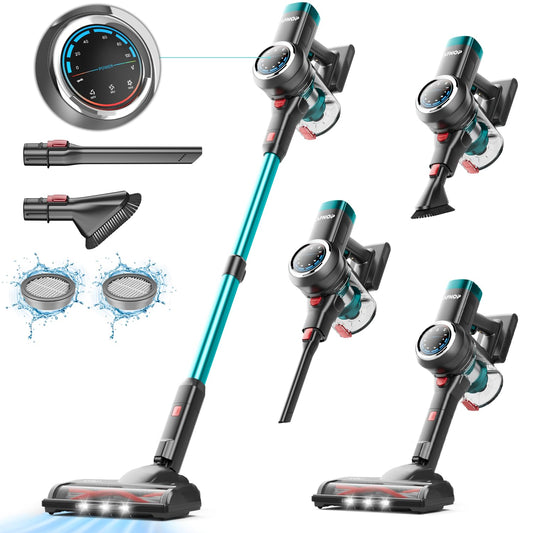AFNOP Cordless Vacuum Cleaner, 550W/45Kpa/65Mins Vacuum Cleaners for Home, Rechargeable Cordless Vacuum, Lightweight for Carpet/Pet Hair/Hardwood Floor, Self-Standing Stick Vacuum with LED Display