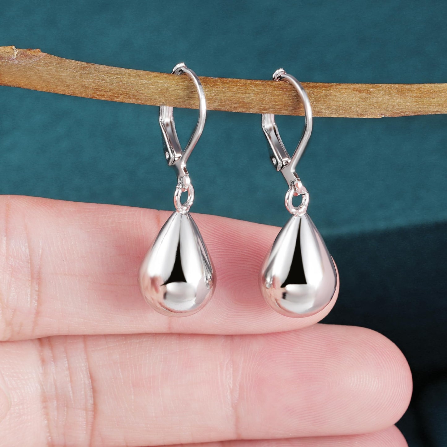 Sterling Silver Teardrop Earrings for Women Girls Silver Drop Leverback Dangle Earrings for Girls Hypoallergenic Leverback Drop Silver Earring