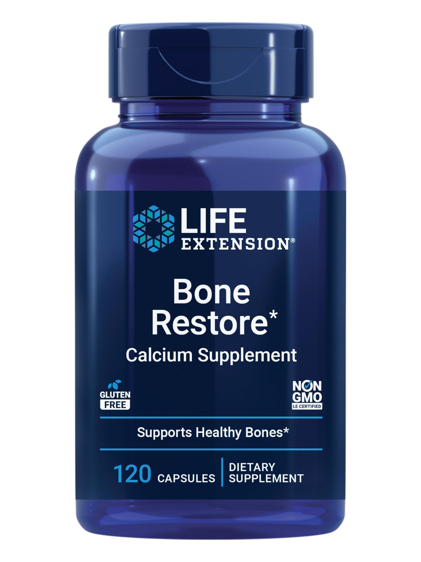 Life Extension Bone Restore Calcium Supplement, Vitamin D3, Magnesium, Boron, zinc, Manganese, Silicon, Helps Maintain Healthy Bone Density, Gluten-Free, Non-GMO, 120 Capsules