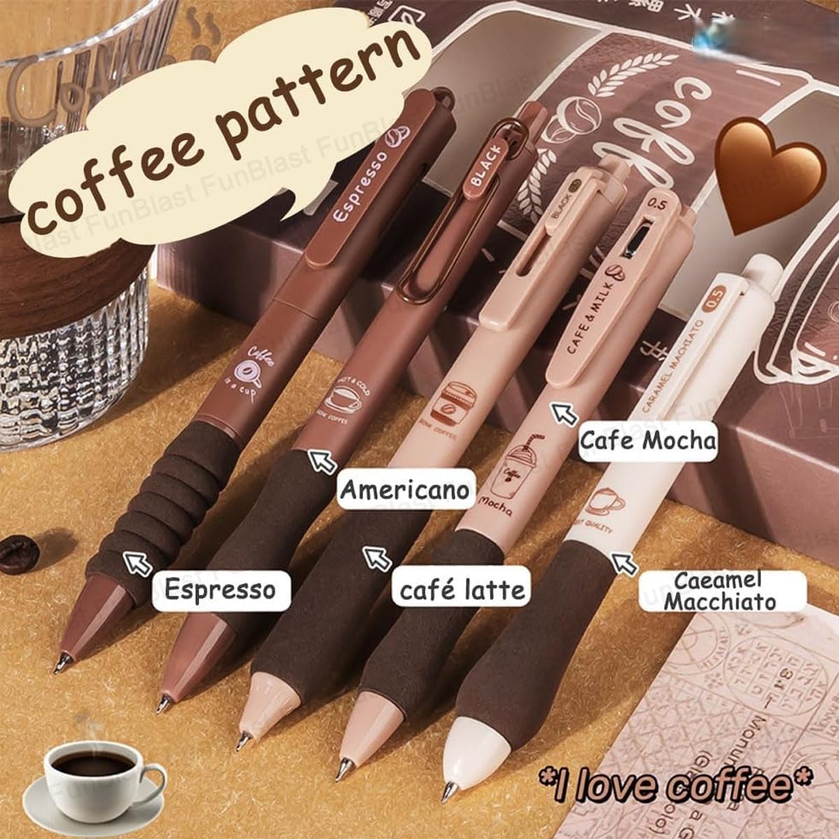 Gel Pens with Soft Grip, 5 Pack, Blue Ink, School and Office Supplies