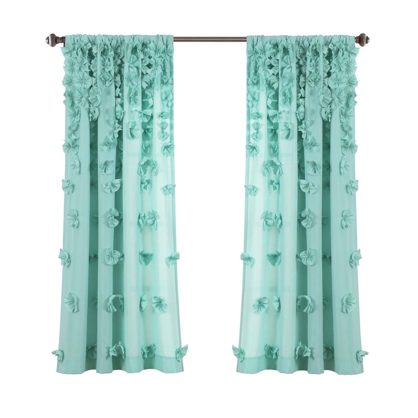 Lush Decor Riley Window Curtain (Single Panel), 54"W x 63"L, Aqua