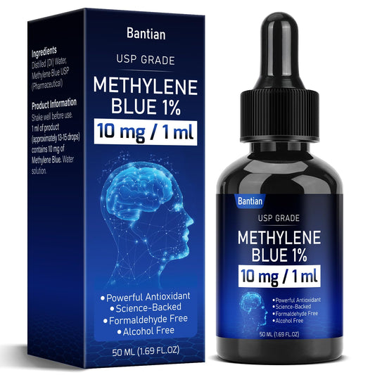 Methylene Blue 1%, Methylene Blue Pharmaceutical Grade Glass Bottle with Dropper, Liquid Methylene Blue for Humans, Formaldehyde & Alcohol-Free, 50 ml