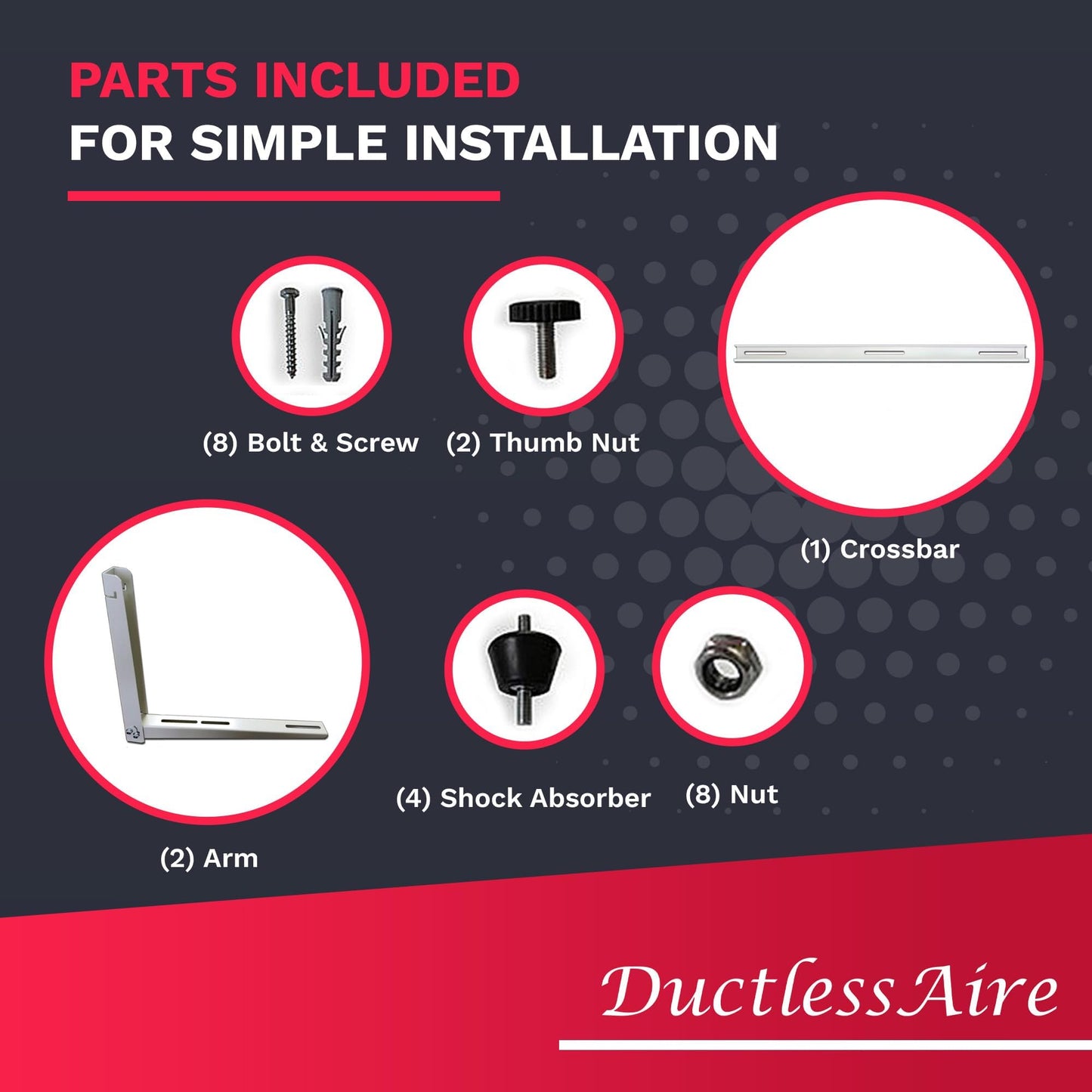 DuctlessAire Outdoor Wall Bracket - Mini Split AC Mounting Brackets - Ductless Air Conditioner Wall Mount - Support Brackets for Window AC Unit, Heat Pump, Mini Splt, HVAC and More (9000-36000 BTU)