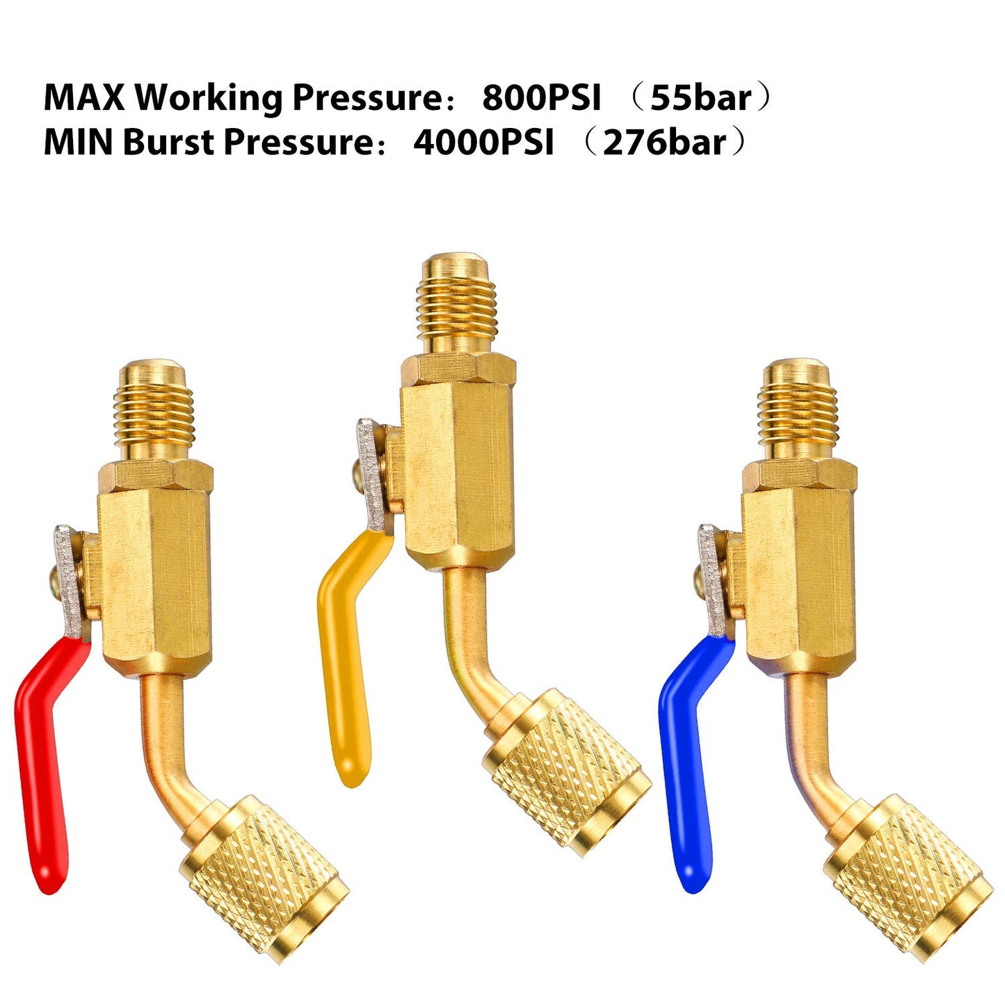 Mudder 7 Pieces Air Conditioning Refrigerant Angled Compact Ball Valve 1/4 Inch for R410A R134A R12 R22 HVAC and R410A Adapter 5/16 Inch Female to 1/4 Inch Male Flare for Mini Split System