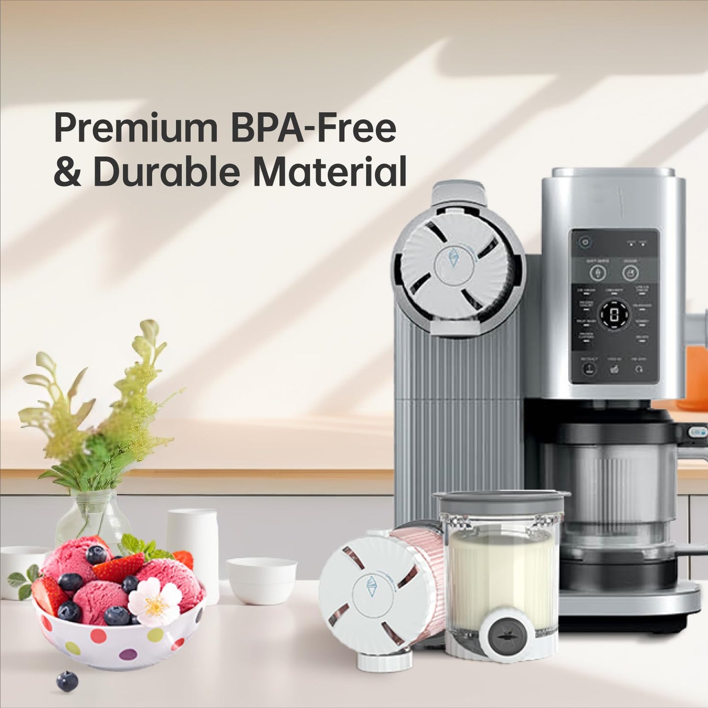 Foyezod Ice Cream Storage Cups 2-Pack Pint Containers with Lids Replacement for Ninja Creami Swirl NC700 NC701 Series, Freezer Containers for Homemade Gelato, Sorbet & Soft Serve