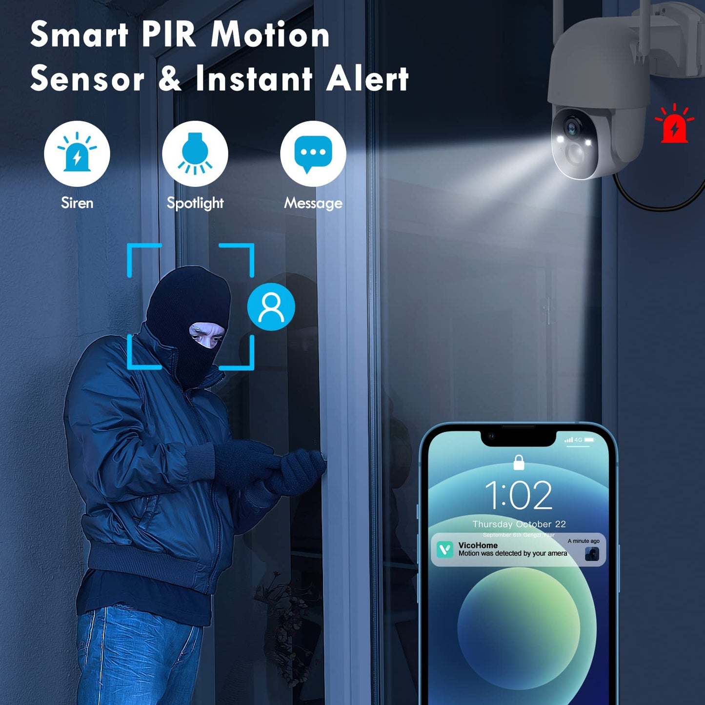 Appreciarel Surveillance Camera,Outside Camera Wireless Solar Powered,4000W Pixels,Weatherproof Ip66,Automatic Body Sensing (Black,4000W Pixels)