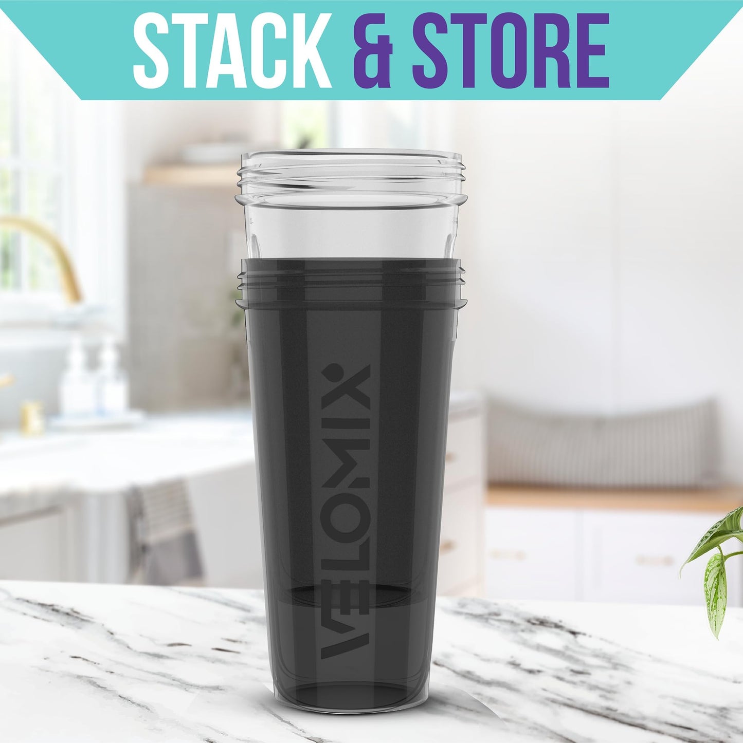 VELOMIX -2 Pack- 28 oz Protein Shaker Bottles for Protein Mixes - 2x Wire Whisk | Leak Proof Shaker Cups for Protein Shakes | Protein Shaker Bottle Pack (Black/Transparent)