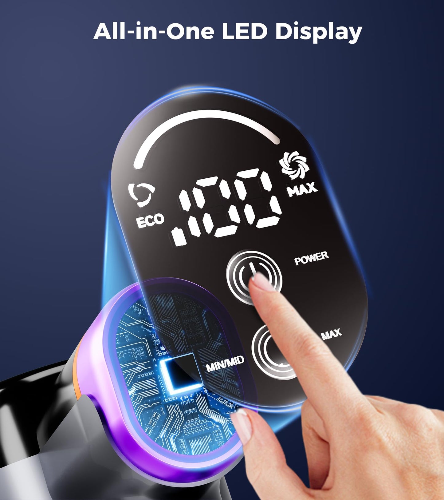 Cordless Vacuum Cleaner, 500W 40Kpa 60Mins Vacuum Cleaners for Home, Anti-tangle Stick Vacuum with Self-Standing, Wall Mount Charging, LED Display, 8-in-1 Wireless Vacuum for Carpet Pet Hair Hardfloor