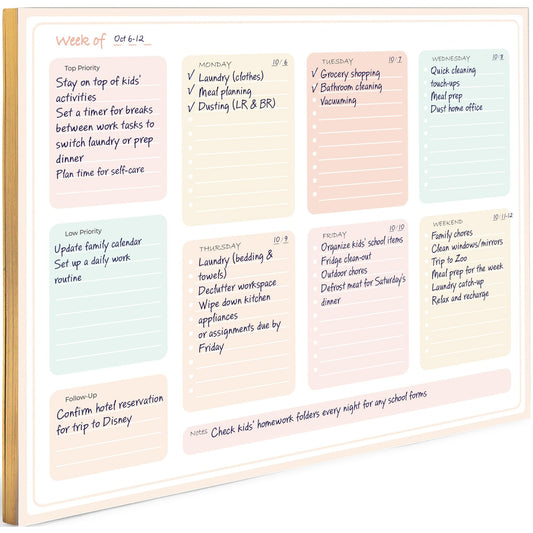 BLU MONACO Pastel Border Weekly Planner Notepad – Weekly To-Do List with 52 Tear-Off Sheets – Soft Pastel Weekly Planner Pad with Calendar, Goals, and Priorities