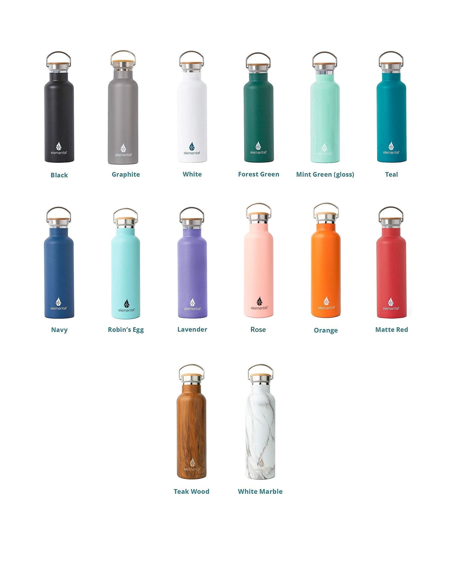 Personalized Insulated Water Bottle 25oz (750ml) Premium Quality Stainless Steel Double Wall Vacuum Elemental Bottle BEST for Birthday Gift, Holiday Gift, Valentine Gift - 20 designs to choose from