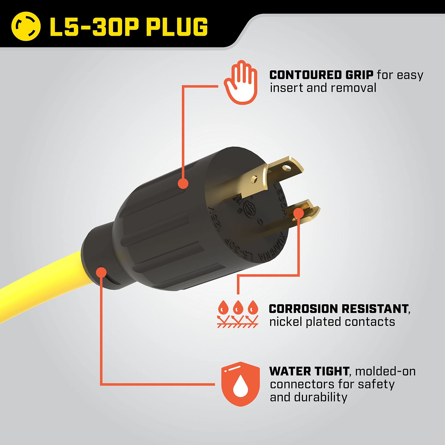 Champion Power Equipment 25-Foot 30-Amp 125-Volt Fan-Style Generator Extension Cord (L5-30P to three 5-15R)