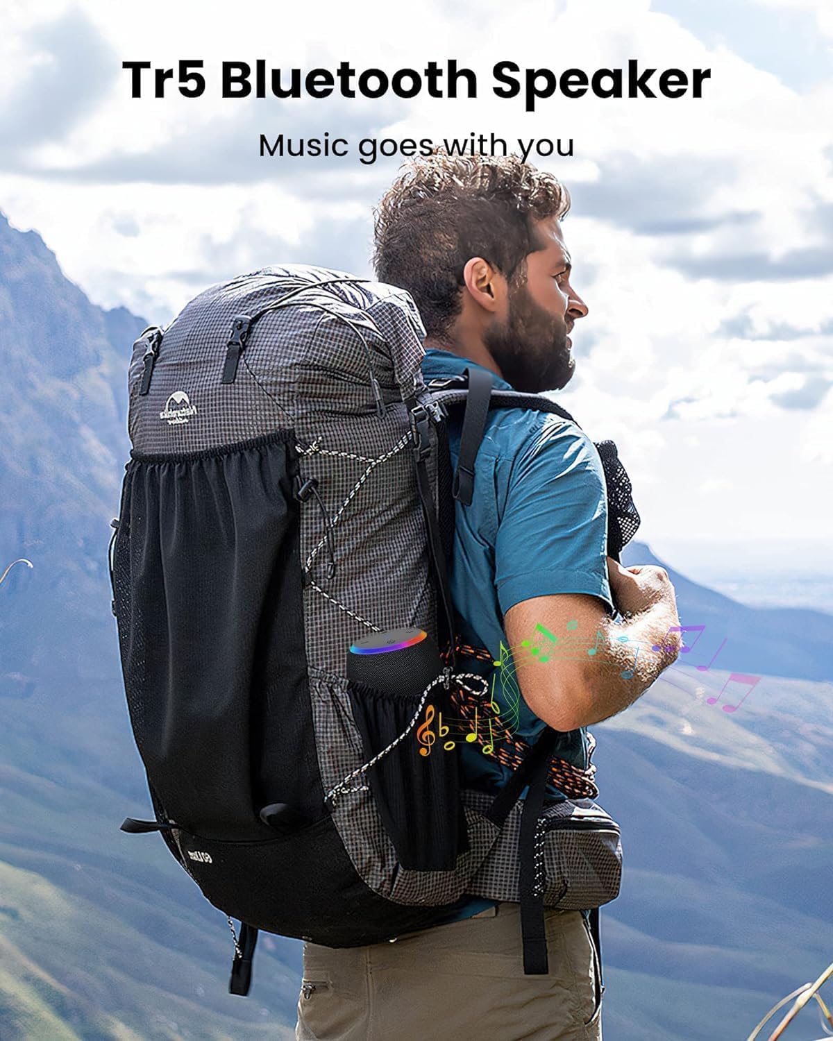 ZICOROOP Bluetooth Speaker, Portable Wireless Bluetooth 5.3, 15W Clear Bass, IPX6 Waterproof, LED Lights, AUX/TF/USB, Dual TWS Pairing, 12H Playtime, Small Speakers for Home Outdoor Beach, Ideal Gift