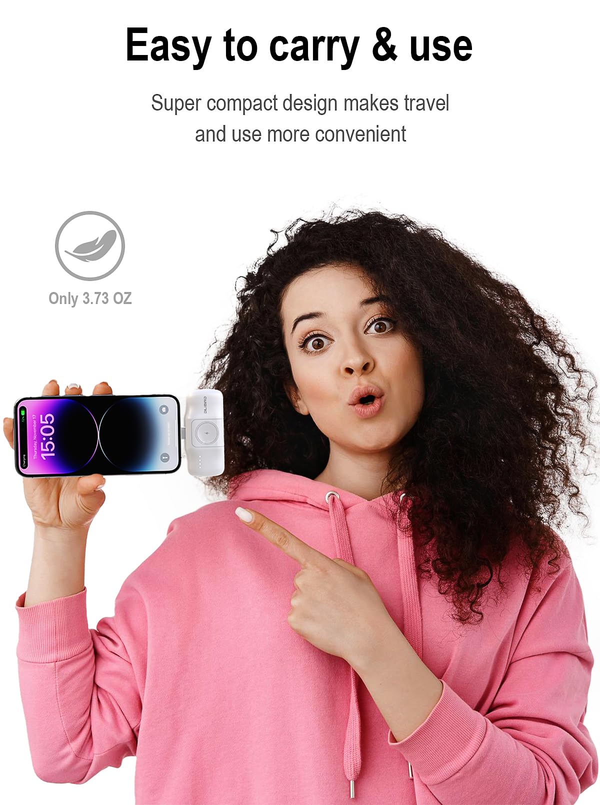 DILIBIRD Travel Essentials Small Portable Charger for iPhone 15 pro 5000mAh, Ultra-Compact Charging Battery Compatible with Apple Watch, iPhone 14/14 Pro/Plus/Pro Max,15&13 (Black)