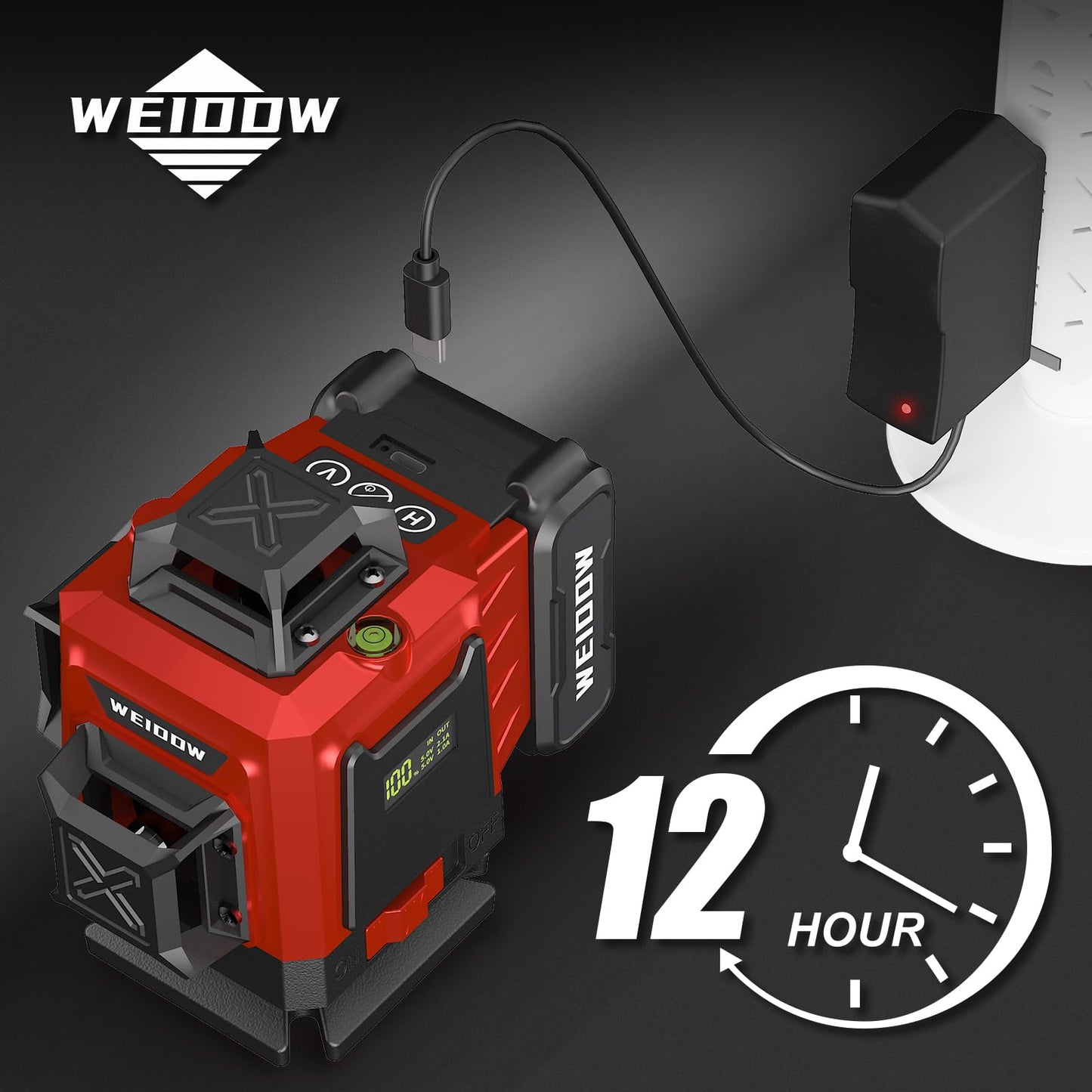 Laser Level 360 Self Leveling with Tripod,WEIDDW 4D Lazer Level,4x360° Cross Line Laser for Construction Project Renovation,Floor Tile, Laser Level Lines Tool,Durable Case