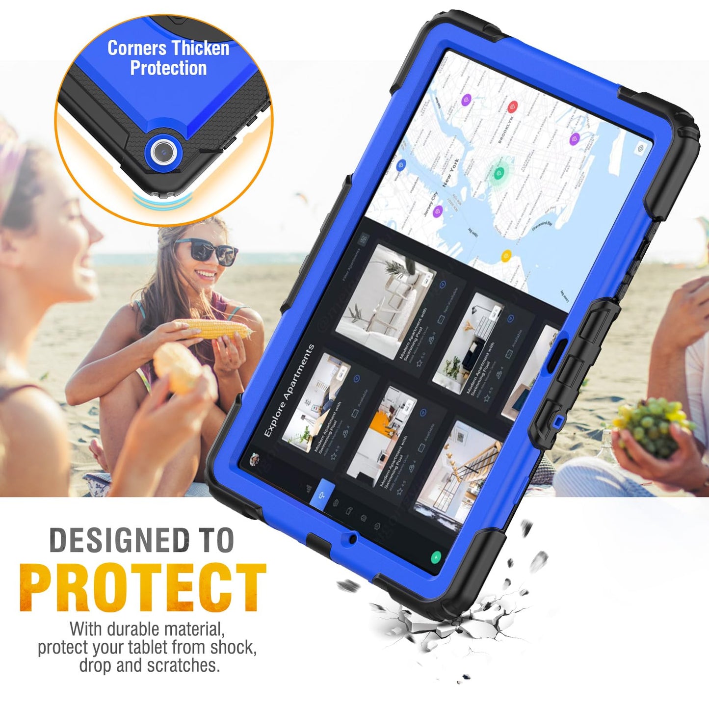 HXCASEAC Case for Samsung Galaxy Tab A9+ Plus 11 Inch, Protective with Screen Protector/Hand Strap/Pen Holder, Sturdy Shockproof for Samsung A9 Plus Tablet Case SM-X210 SM-X216 SM-X218 - Blue