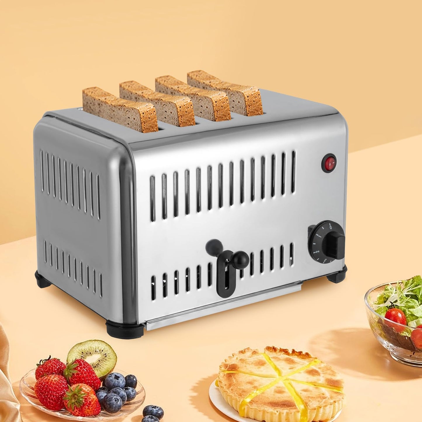 4 Slice Toaster Commercial Bread Baking Machine, Stainless Steel Toaster for Restaurant and Home Kitchen