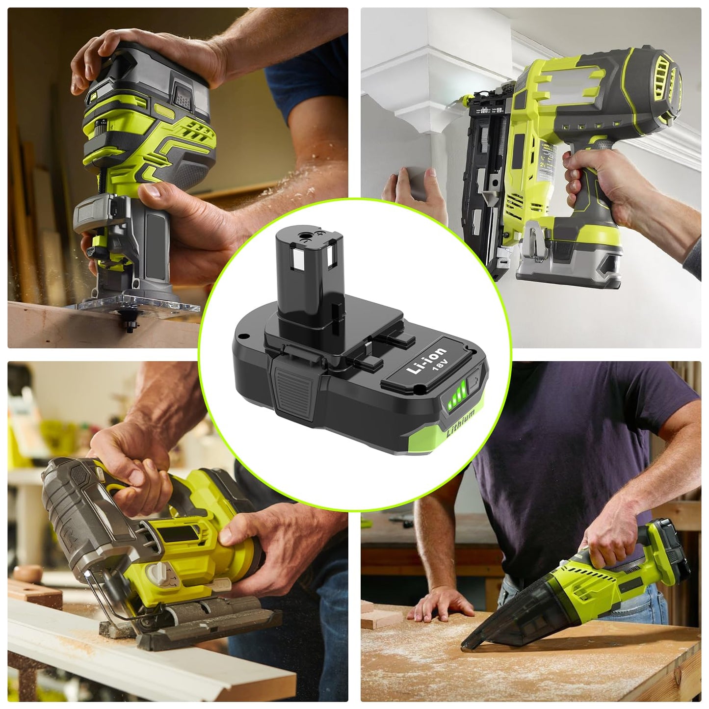 Nicetoro 2Packs 3.0Ah Battery Replacement for Ryobi 18V Battery and Charger, Compatible with Ryobi 18V Cordless Power Tools