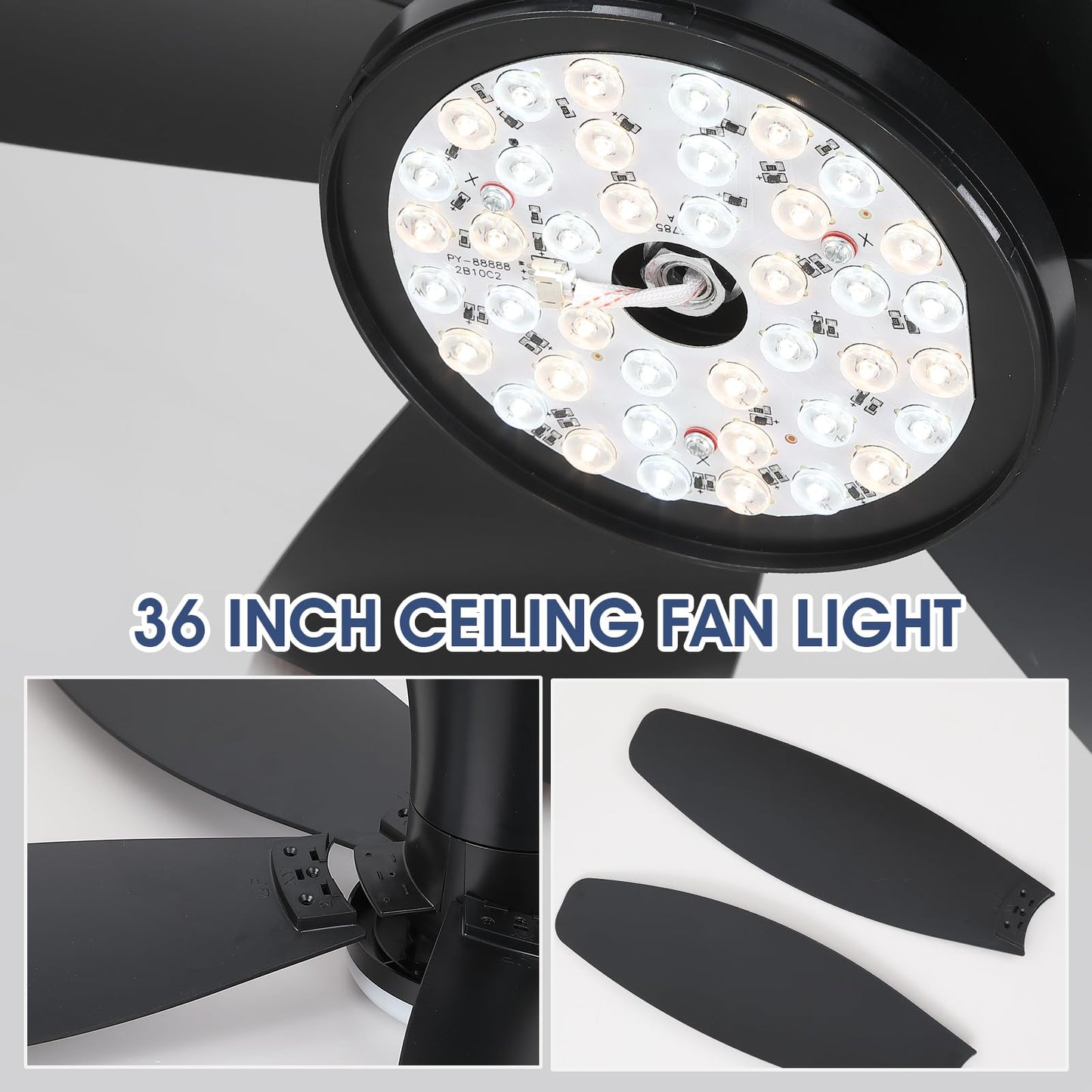 Surtime 42" Ceiling Fans with Lights-Low Profile Ceiling Fan with Light and Remote/APP Control,Flush Mount,DC Reversible,LED Dimmable Black Ceiling Fans for Bedroom,Indoor/Outdoor Patio Use