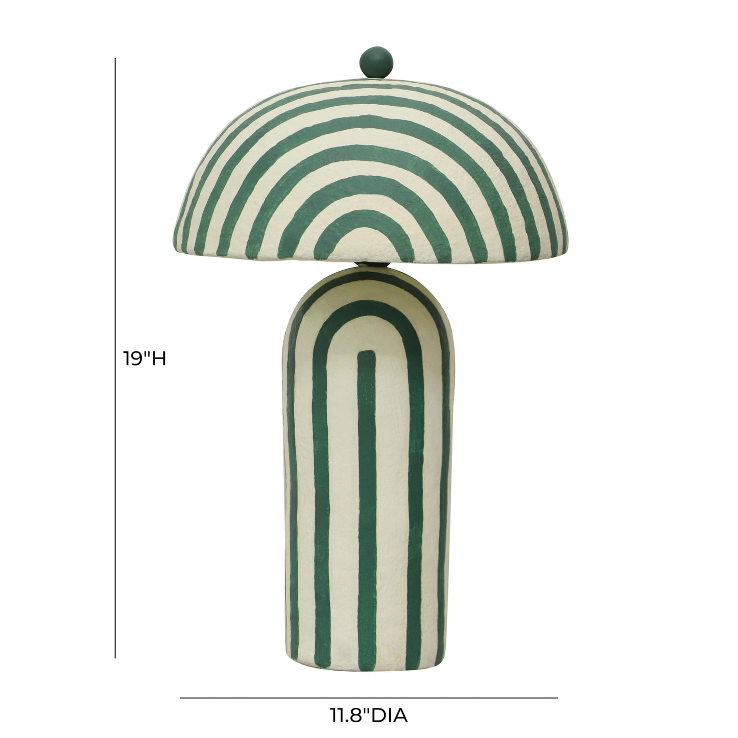 Tov Furniture Maiori Dark Green Striped Papier Mache Table Lamp