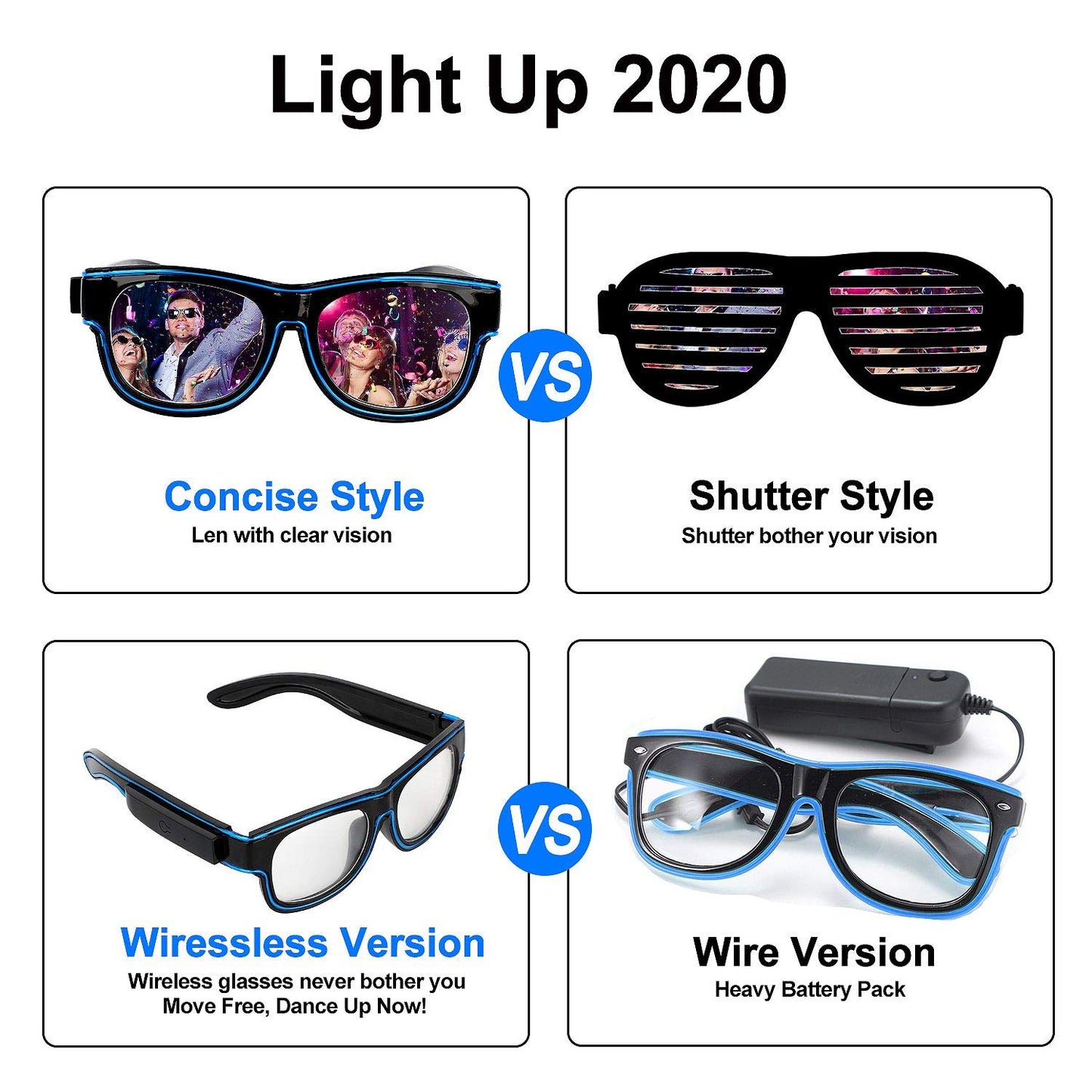 YouRfocus Wireless LED Light Up Glasses Glow in the Dark Neon Rave Glasses for Rave Party, EDM, Halloween, Christmas (Green)