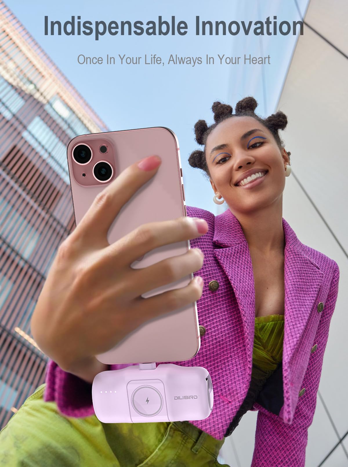 DILIBIRD Travel Essentials Small Portable Charger for iPhone 15 pro 5000mAh, Ultra-Compact Charging Battery Compatible with Apple Watch, iPhone 14/14 Pro/Plus/Pro Max,15&13 (Black)