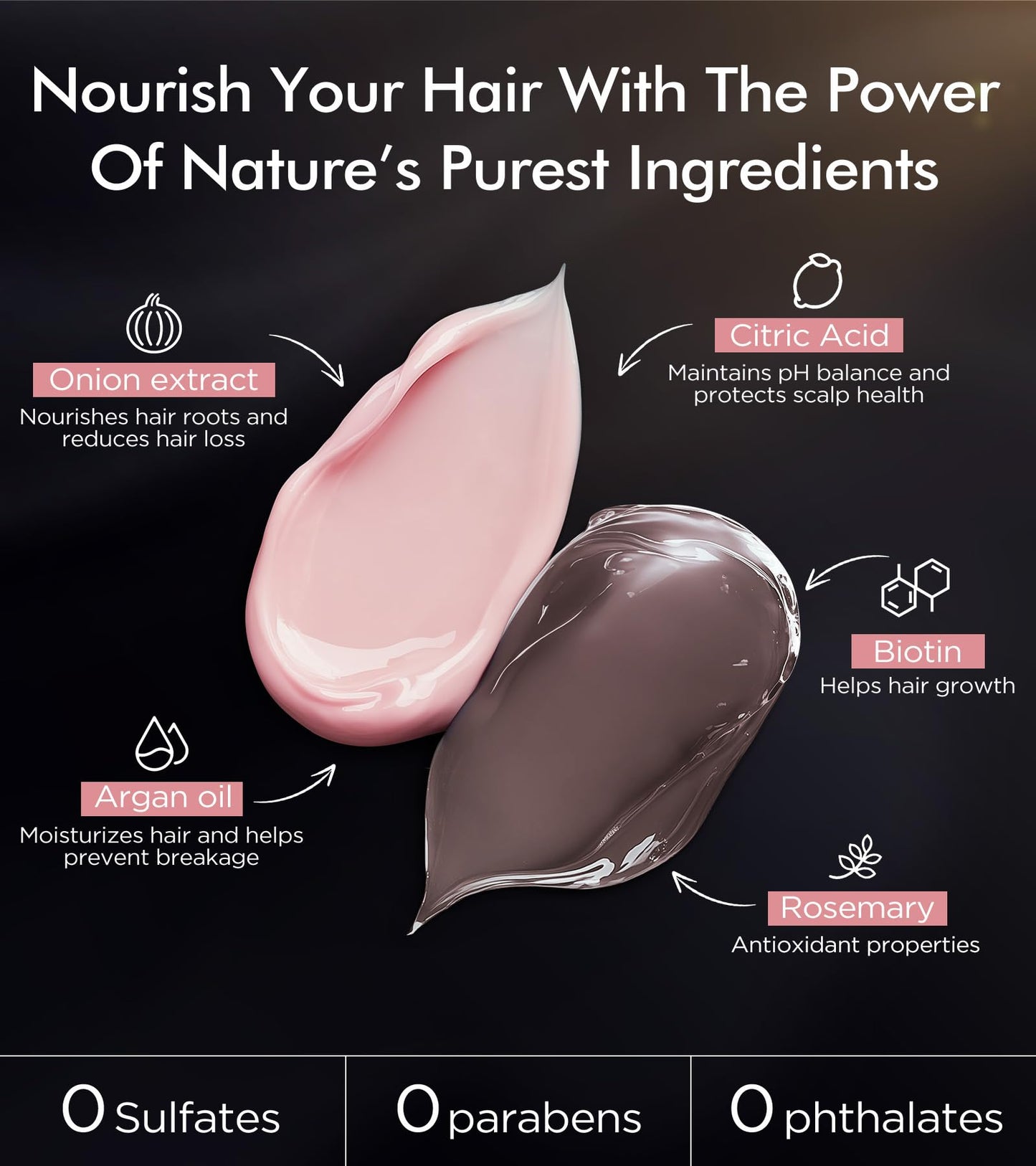 Tripeptide-Infused Hair Growth Biotin Shampoo and Conditioner Set, Onion Anti-Loss Volumizing Moisturizing Treatment for Soft Shine Hair, Rosemary Clarifying Dandruff Shampoo for Women Men, 2 x 16.9oz