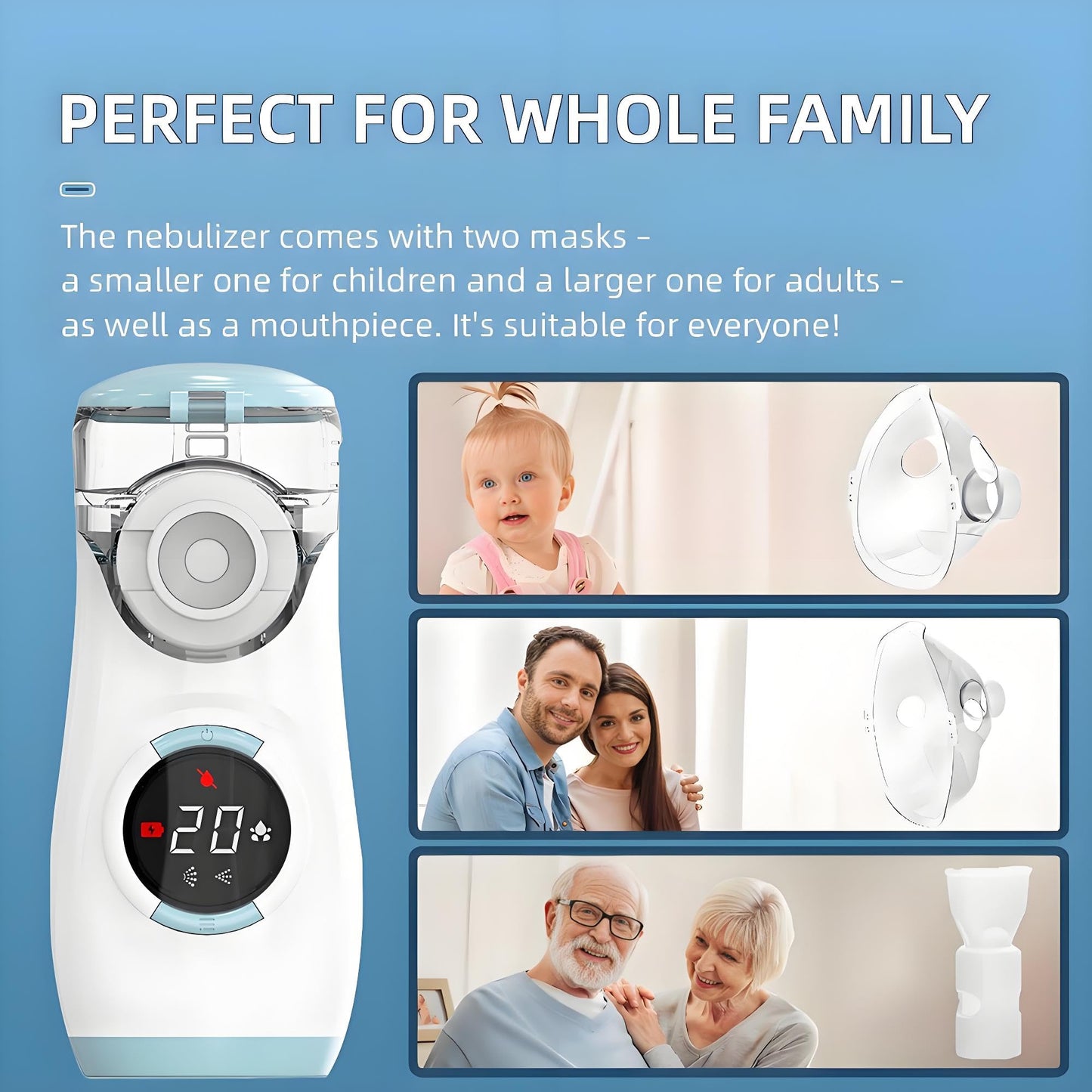 Misty Nebulizer, Portable Nebulizer with Intuitive LED Interface and Auto-Cleaning, Handheld Nebulizer for Adults Kids