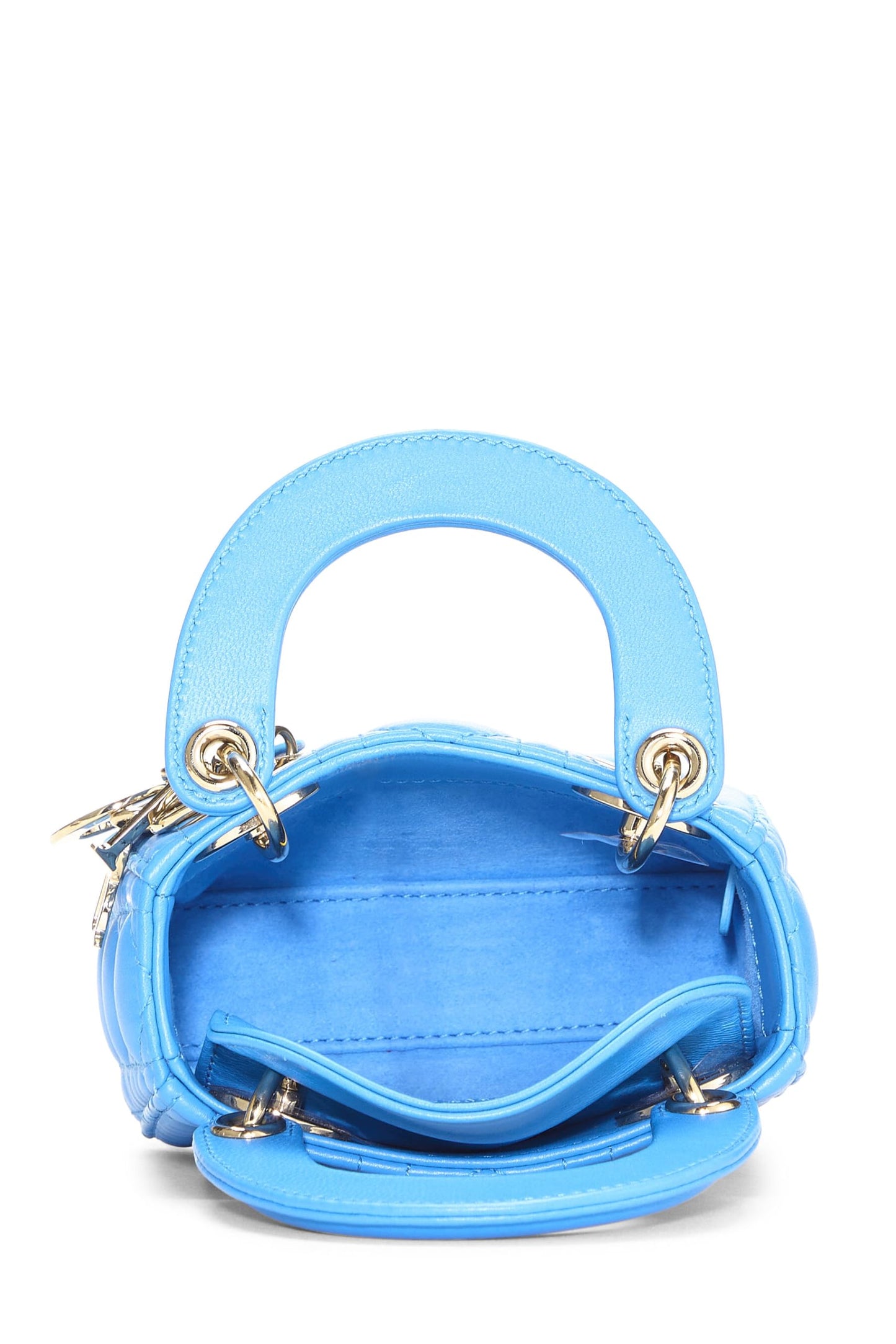 Dior, Pre-Loved Blue Lambskin Lady Dior Micro, Blue