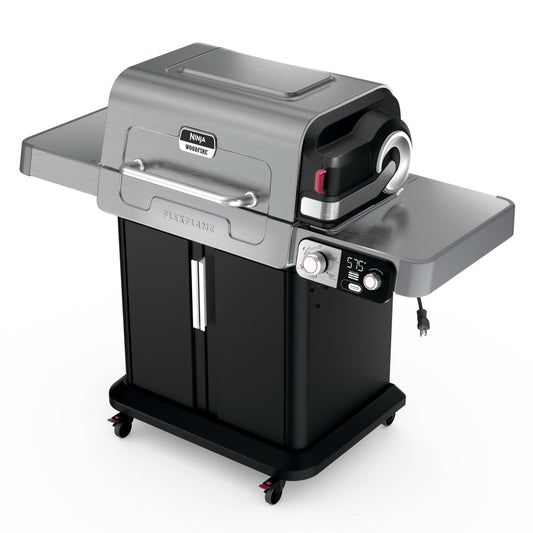 Ninja FlexFlame, Grill and Smoker, Electric and Propane Grill, Roaster, BBQ Grill, 5-in-1 Cooking System, 3 Burner, Digital Control, Outdoor Cooking, Griddle, Pizza Maker, Stainless Steel, PG301