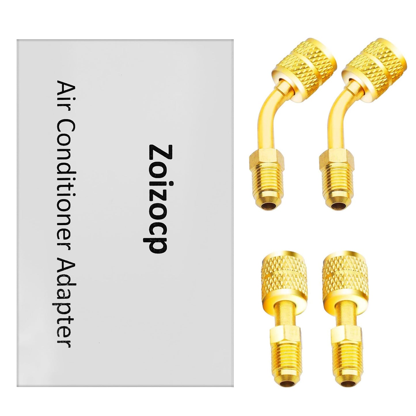 Zoizocp R410A Adapter 5/16" SAE Female to 1/4" SAE Male Flare for Air Conditioners HVAC, 2 Adapter (1 Straight + 1 Angled)