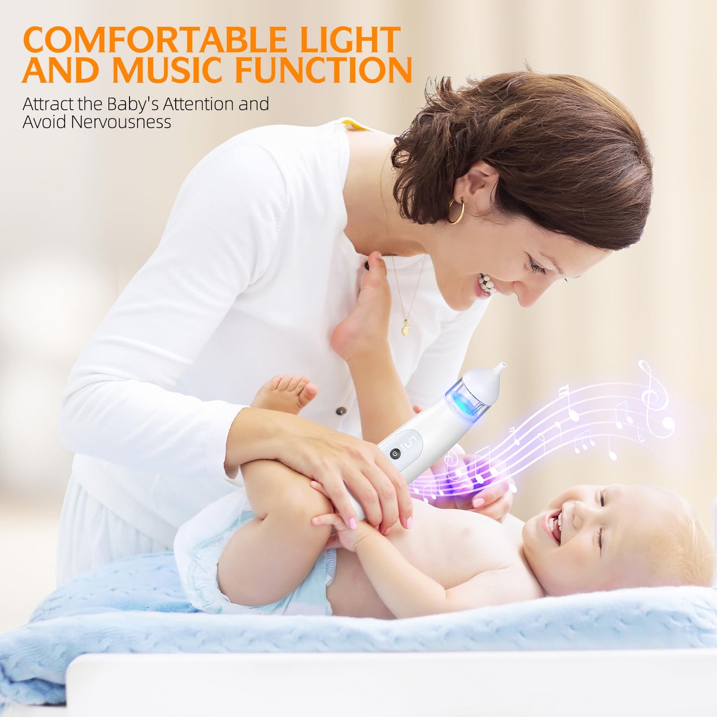 pudult Nasal Aspirator for Baby 5 Suction Levels Rechargeale Nose Sucker, Music and Light Silicone Nose Suction Battery Powered, Best Baby Girls Boy Adult Pets Essentials