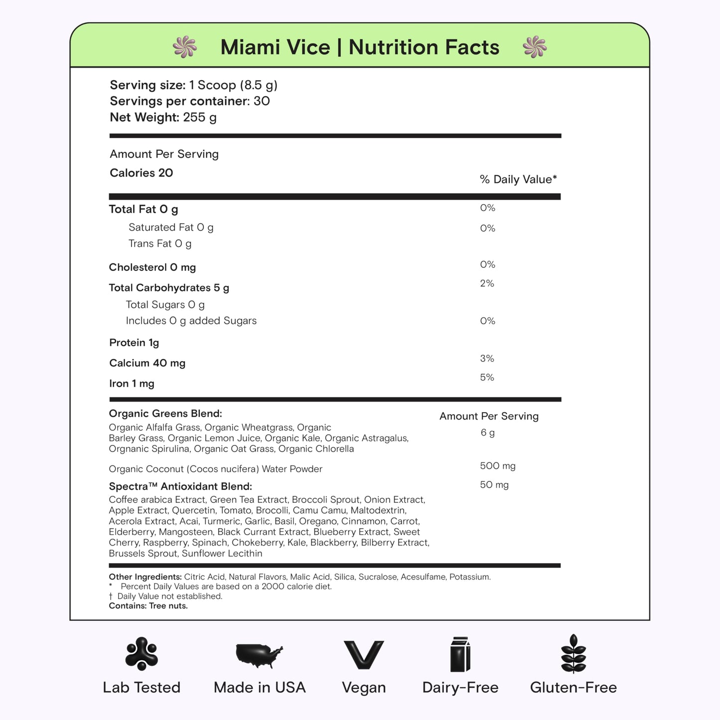 Kiala Nutrition Super Greens, Organic Greens Powder with Spirulina & Chlorella for Digestion, Gut Health, Immunity & Energy, Gluten Free, Vegan, Daily Support for Women, Miami Vice Flavor, 30 Servings