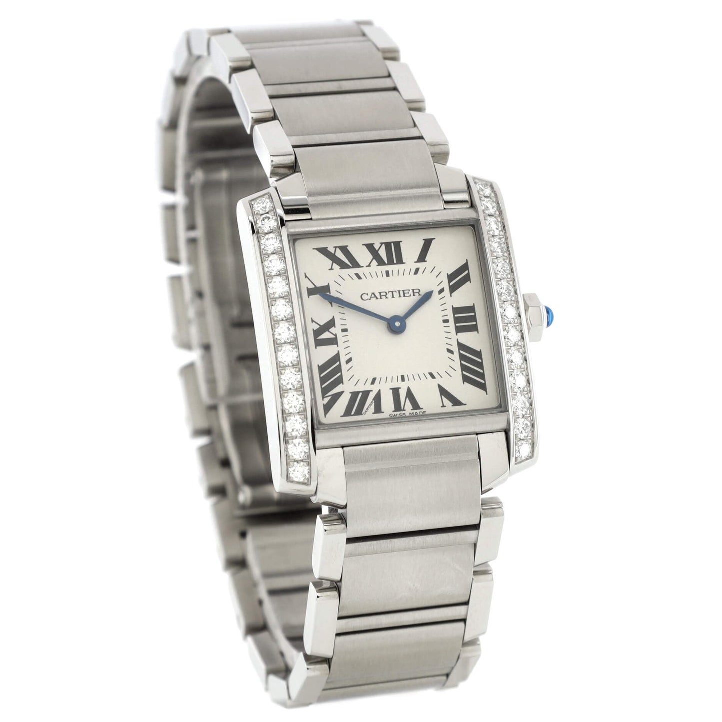 Cartier, Pre-Loved Tank Francaise Quartz Watch Stainless Steel with Diamond Bezel 25