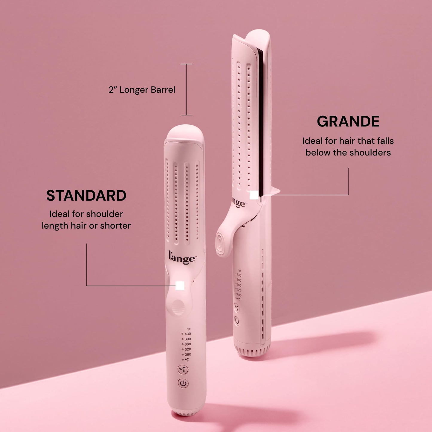L'ANGE HAIR Le Duo Grande 360° Airflow Styler | 2-in-1 Curling Wand & Titanium Flat Iron Professional Hair Straightener and Curler with Cooling Air Vents to Lock in Style (Blush)