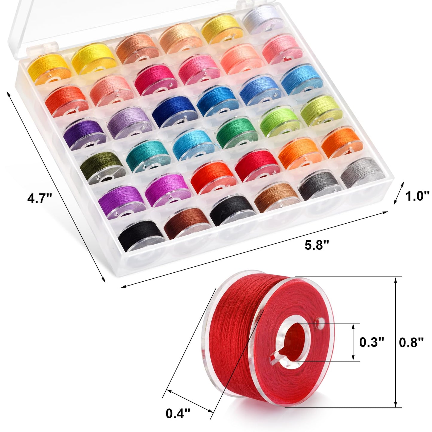 Eoehro 72pcs Sewing Thread kit, 36 Colors Sewing Machine Threads, Prewound Bobbins Sewing Threads Kit, Sewing Machine Thread Assortment, 400 Yards per Spools Polyester Thread