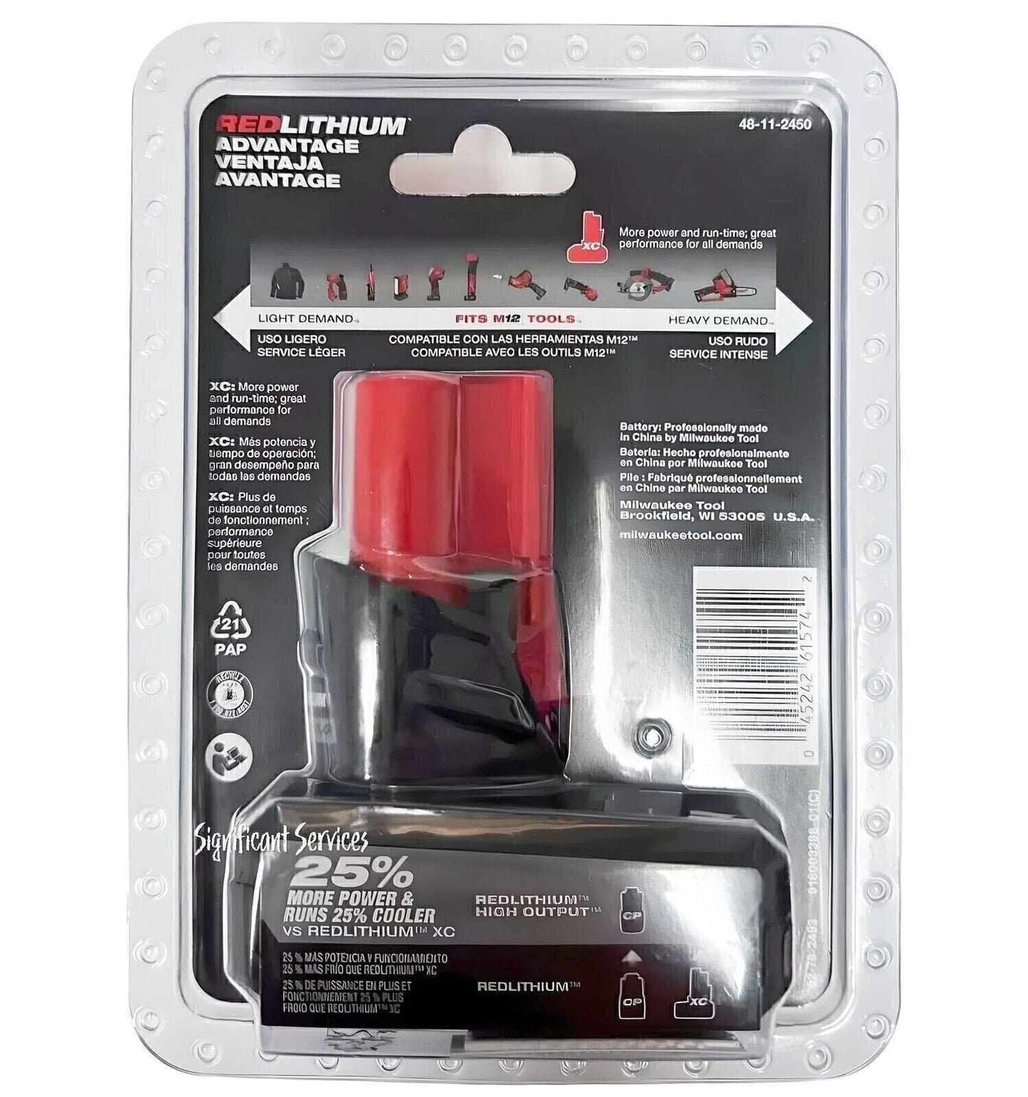 Milwaukee 48-11-2450 12V Lithium-Ion High Output 5Ah Battery Pack (G0803029)