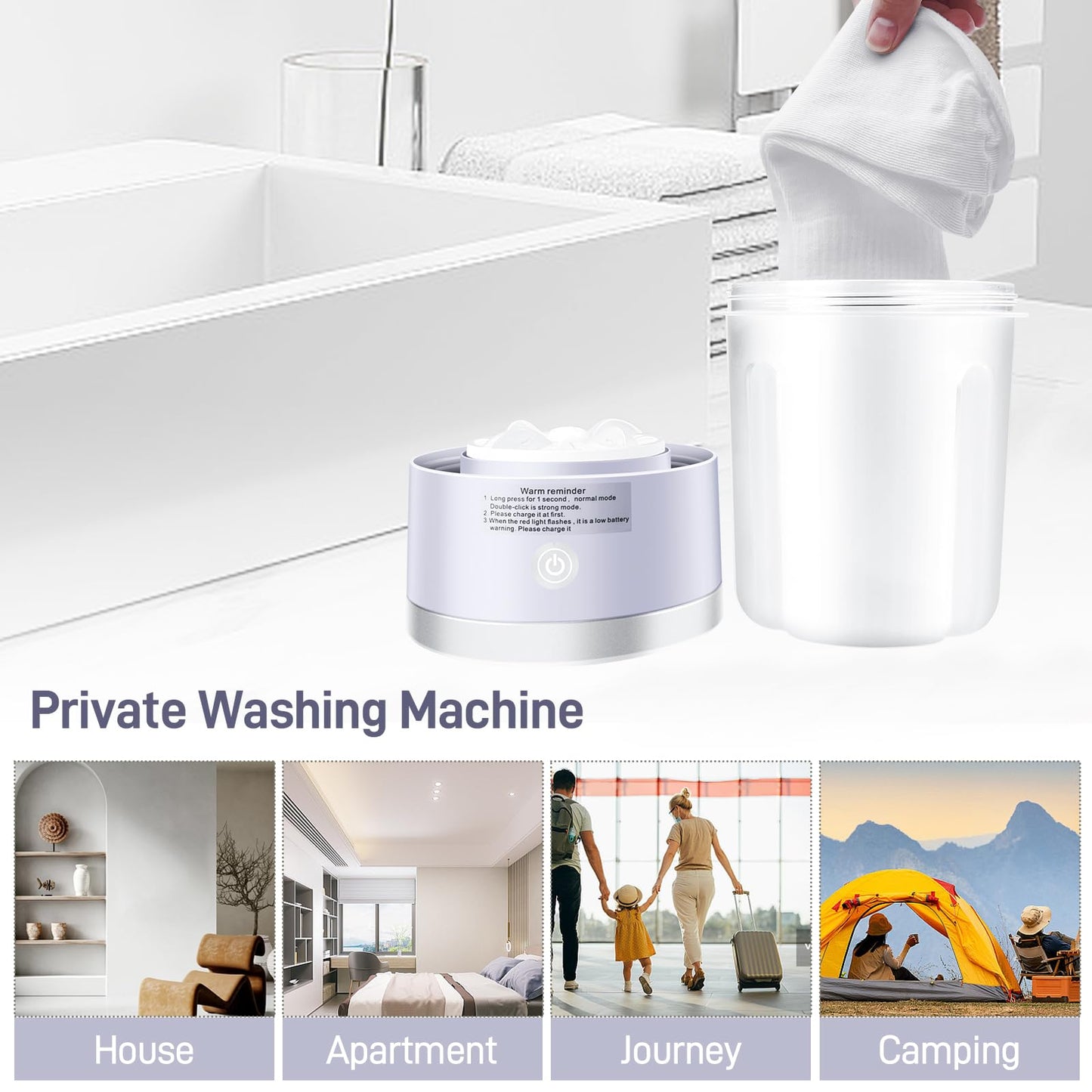 Underwear Washing Machine, Portable Mini Washing Machine | Compact Deep Cleans Underwear, Baby Clothes, Small Laundry | Lightweight for Apartment, Dorm, Hotel, Travel & Camping（Purple）
